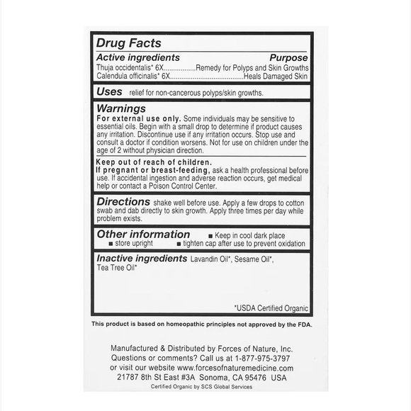 Forces of Nature
Skin Tag, Organic Plant Medicine, Extra Strength, 0.37 fl oz - Picture 2 of 4